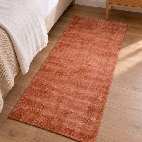 Passadeira Alto Padrão Luxo Sala Toque Macio Nairobi Liso:Terra Terracota/0,60x1,20m
