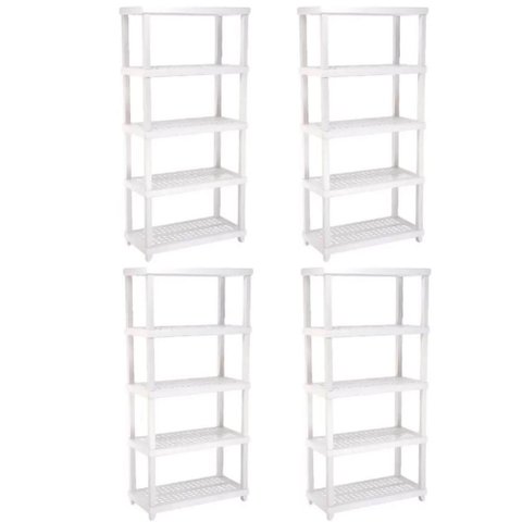 4 Estantes Modular 5 Prateleiras Câmara Fria até 250kg Multiuso Ordene Branca Plástica