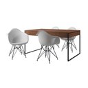 Ver imagem 6 de Mesa Jantar Industrial Amêndoa 137X90Cm Com 4 Poltronas Brancas Base Ferro P Cor: Amendoa