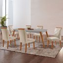 Ver imagem 1 de Mesa de Jantar Copper 180cm Tampo Mdf Vidro Canto Copo e 6 Cadeiras Melissa