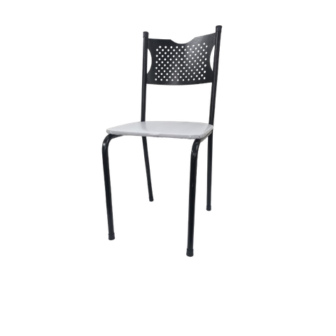 Cadeira para Cozinha Mc Tubular Almofadada Estrutura Preta com Assento Branco Medcombo