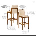 Ver imagem 3 de Banqueta Alta para Cozinha Lisboa Madeira Imbuia Linho Bege M58 Rmi