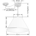 Ver imagem 2 de Lustre Pendente Cone Com Desvio de Centro Vivare Md-4272 Cúpula em Tecido 15x40cm - Bivolt - Rustico