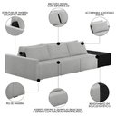 Ver imagem 6 de Sofá Ilha Modular Living com Puff 342cm Georgia K04 Bouclê Cinza/preto - Mpozenato