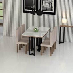 Kit 4 Pés Mesa de Jantar Industrial Carbono 74cm Cantoneira Pretos Evidence Dimec - 2