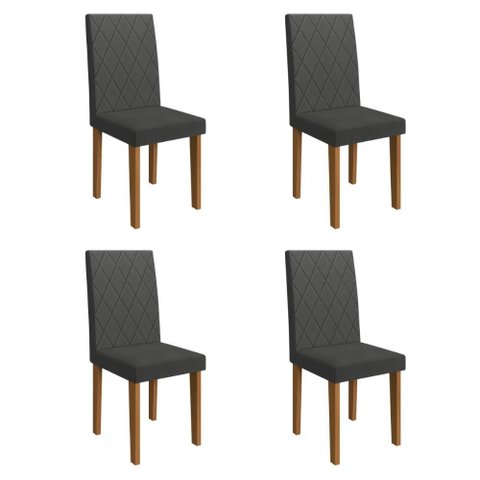 Kit 4 Cadeiras de Jantar Estofadas 43,5cm Multimóveis CR50219