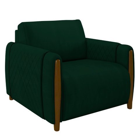 Poltrona Decorativa para Sala de Estar 98cm Amaranto M22 Veludo Verde - Mpozenato