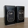 Kit 2 Latas de Café e Biscoitos Design Retrô Preta Quadrada - 4