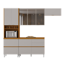 Ver imagem 3 de Cozinha Modulada 4 Peças 8 Portas 5 Gavetas Nicho p/Forno MDF Dodradiças Slow Motion Lúmina Itatiaia Cinza/Cinamomo/Fendi