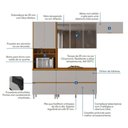 Ver imagem 5 de Cozinha Modulada 4 Peças 8 Portas 5 Gavetas Nicho p/Forno MDF Dodradiças Slow Motion Lúmina Itatiaia Cinza/Cinamomo/Fendi