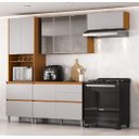 Ver imagem 1 de Cozinha Modulada 4 Peças 8 Portas 5 Gavetas Nicho p/Forno MDF Dodradiças Slow Motion Lúmina Itatiaia Cinza/Cinamomo/Fendi