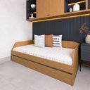 Ver imagem 1 de Sofá Cama Solteiro Duplo com Cama Auxiliar e Rodízio Resistente Duo Amendoa