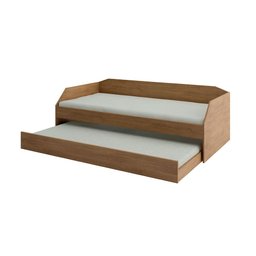 Sofá Cama Solteiro Duplo com Cama Auxiliar e Rodízio Resistente Duo Amendoa - 5