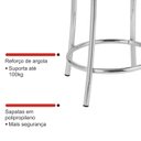 Ver imagem 7 de Kit 4 Banquetas Baixas Cromadas com Assento Estofado e Encosto para Bancada Cozinha Cromado/Preto