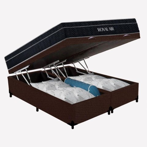 Cama Box com Baú Casal 138cm Royal Air com Colchão Molas Ensacadas Suede Bege Royal
