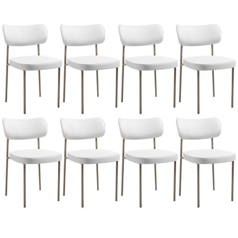 Kit 08 Cadeiras Decorativas para Sala de Jantar Melina Base Arena L02 Facto Branco - Lyam Decor