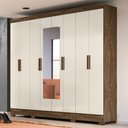 Ver imagem 2 de Guarda Roupa Casal com Espelho 8 Portas 236cm Ágata M07 Castanho Wood/off White - Mpozenato
