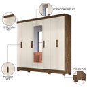 Ver imagem 3 de Guarda Roupa Casal com Espelho 8 Portas 236cm Ágata M07 Castanho Wood/off White - Mpozenato