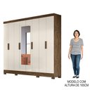 Ver imagem 5 de Guarda Roupa Casal com Espelho 8 Portas 236cm Ágata M07 Castanho Wood/off White - Mpozenato
