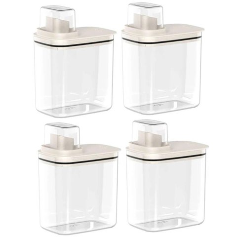 4 Dispensers para Produtos de Limpeza Amaciante e Sabão Líquido 1,5l Flow Bege ou