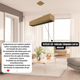 Lustre Pendente Madeira Redondo T8 64x13 Cm para Sala de Estar Sala de Jantar Cor Freijó - 3