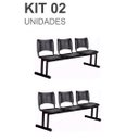 Ver imagem 2 de Kit 02 Cadeiras Longarinas Plásticas 03 Lugares – Cor Preta – 23018