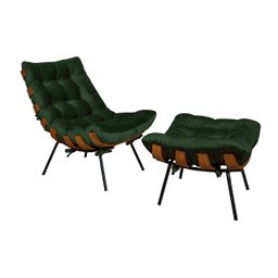 Poltrona Costela Luxo com Puff Dora Bela - 0130 Verde Musgo - 1