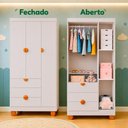 Ver imagem 5 de Guarda Roupa Solteiro Apolo 3 Portas de Bater 3 Gavetas MDF Areia Fosco Reller Móveis