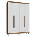 Ver imagem 2 de Guarda-Roupa Solteiro com Pés 4 Portas Batentes Rustic/Branco/Rustic Saturno Madesa