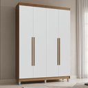 Ver imagem 1 de Guarda-Roupa Solteiro com Pés 4 Portas Batentes Rustic/Branco/Rustic Saturno Madesa