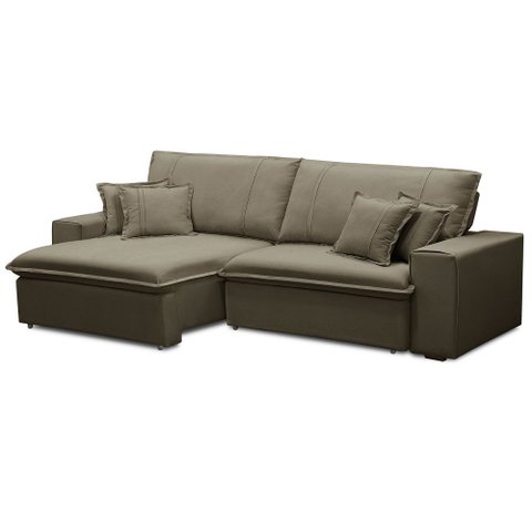 Sofá Retrátil Reclinável para Sala 3 Lugares 230cm Varsov F04 Veludo Amêndoa - Lyam Decor