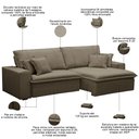 Ver imagem 3 de Sofá Retrátil Reclinável para Sala 3 Lugares 230cm Varsov F04 Veludo Amêndoa - Lyam Decor