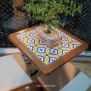 Ver imagem 5 de Cj Mesa Madeira Azulejo 60x60cm - Bistrô Fixa 78cm + 4 Cadeiras 43 - Natural - Anos Dourados