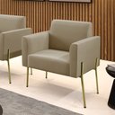 Ver imagem 2 de Poltrona Pé de Ferro Dourado Decorativa Marisa Suede Marrom Rato D03 - D'Rossi