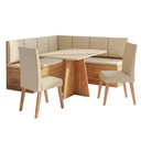 Ver imagem 1 de Conjunto Sala de Jantar Canto Alemão com Mesa Moove e 2 Cadeiras Linho Creme Viero Madeirado /