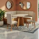 Ver imagem 2 de Conjunto Sala de Jantar Canto Alemão com Mesa Moove e 2 Cadeiras Linho Creme Viero Madeirado /