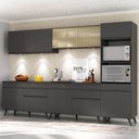 Ver imagem 3 de Armário de Cozinha Compacta 302cm com Leds Veneza Up Multimóveis V2014 Preto