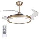 Ver imagem 2 de Ventilador Lampada de Teto Retratil Grande Lustre Led 3 em 1 Controle Ajustavel Quarto Casa Recepçao