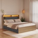 Ver imagem 1 de Cama de Casal Queen com 6 Gavetas Cabeceira com LED Genebra 160cm