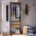 Ver imagem 2 de Closet Modulado 60x45x183cm 3 Prateleiras 2 Gavetas 1 Cabideiro ProDecor em MDP Montana e Preto