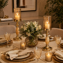 Ver imagem 3 de Castiçal Decorativo Metal Dourado - Corpo Madre-Pérola