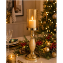 Ver imagem 2 de Castiçal Decorativo Metal Dourado - Corpo Madre-Pérola