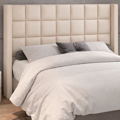 Cabeceira para Cama Box King 213cm Tratto Courino Off White - Sallar Home