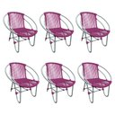 Ver imagem 1 de Kit 6 Cadeiras Decorativa Julia em Corda Náutica e Base em Alumínio Cinza/ Rosa