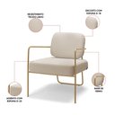 Ver imagem 3 de Poltrona Sala de Jantar Elaine Kit 2 Base Aço Dourado Linho K01 - D'rossi