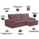 Ver imagem 4 de Sofá Retrátil Reclinável para Sala de Estar Living 250cm Ártico F04 Veludo Lilás - Lyam Decor