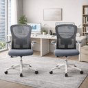 Ver imagem 2 de Kit 2 Cadeira Escritório Giratória Ergonômica com Tela Mesh Altura Ajustável Cinza