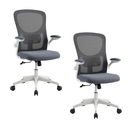 Ver imagem 1 de Kit 2 Cadeira Escritório Giratória Ergonômica com Tela Mesh Altura Ajustável Cinza