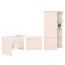 Ver imagem 1 de Dormitório Infantil Doce Sonho 2 Portas, Cômoda 1 Porta e Berço Rosa Acetinado - Qmovi Rosa