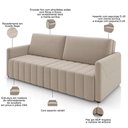 Ver imagem 4 de Sofá Cama Retrátil para Sala de Estar 192cm Porthos M03 Veludo Bege - Lyam Decor